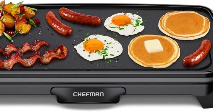 Chefman XL Electric Griddle with Removable Temperature Control, Immersible Flat Top Grill, Burger, Eggs, Pancake Griddle, Nonstick Extra Large Cooking Surface, Slide Out Drip Tray, 10 x 20 Inch